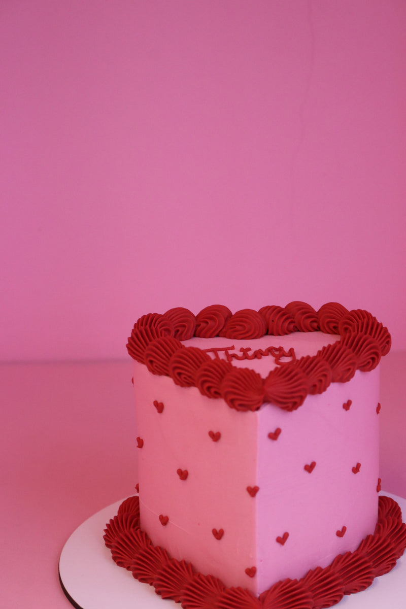 All over heart cake