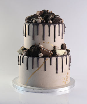 2 Tier Chocolate Wedding Cake With Vanilla Buttercream For 50-60 People