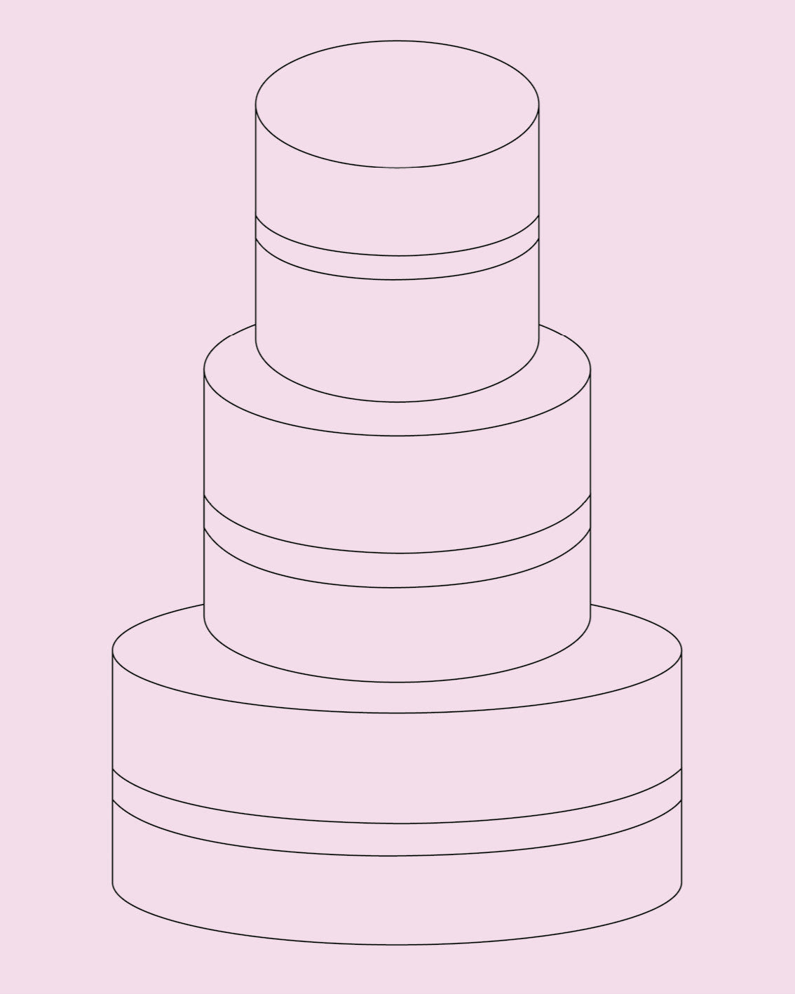THREE TIER CAKE- two layer (35 PEOPLE)