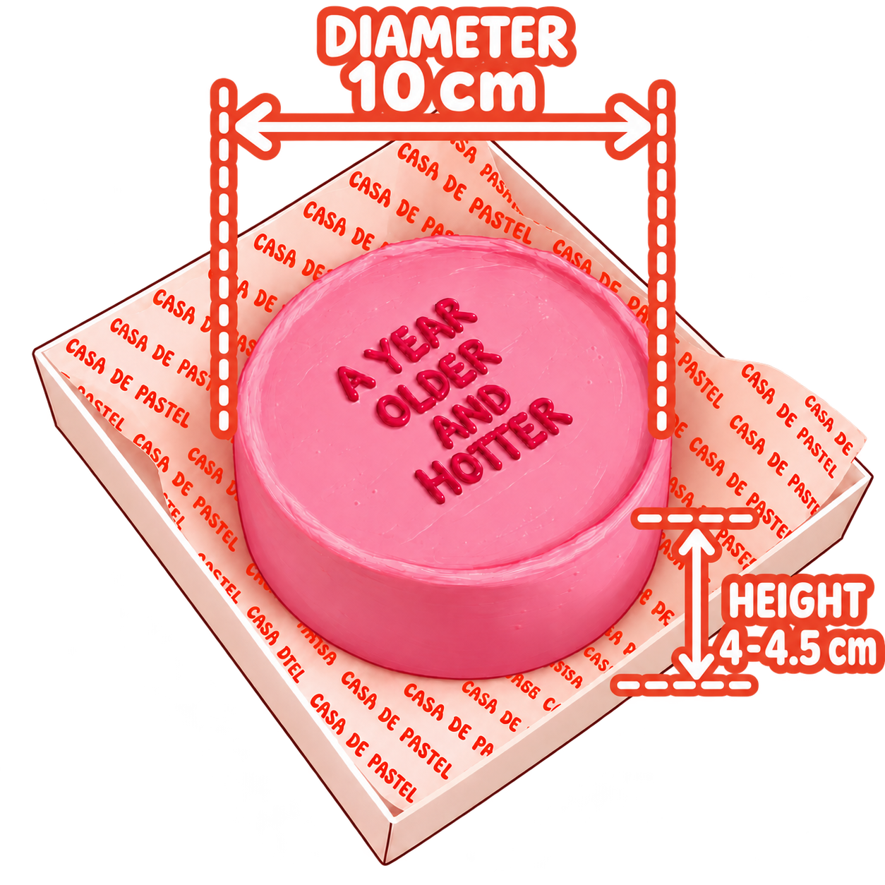 Bento cake size guide — 10cm diameter, 4-4.5cm tall